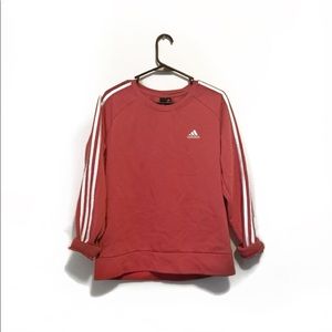 adidas mauve 3 stripe crew neck pink